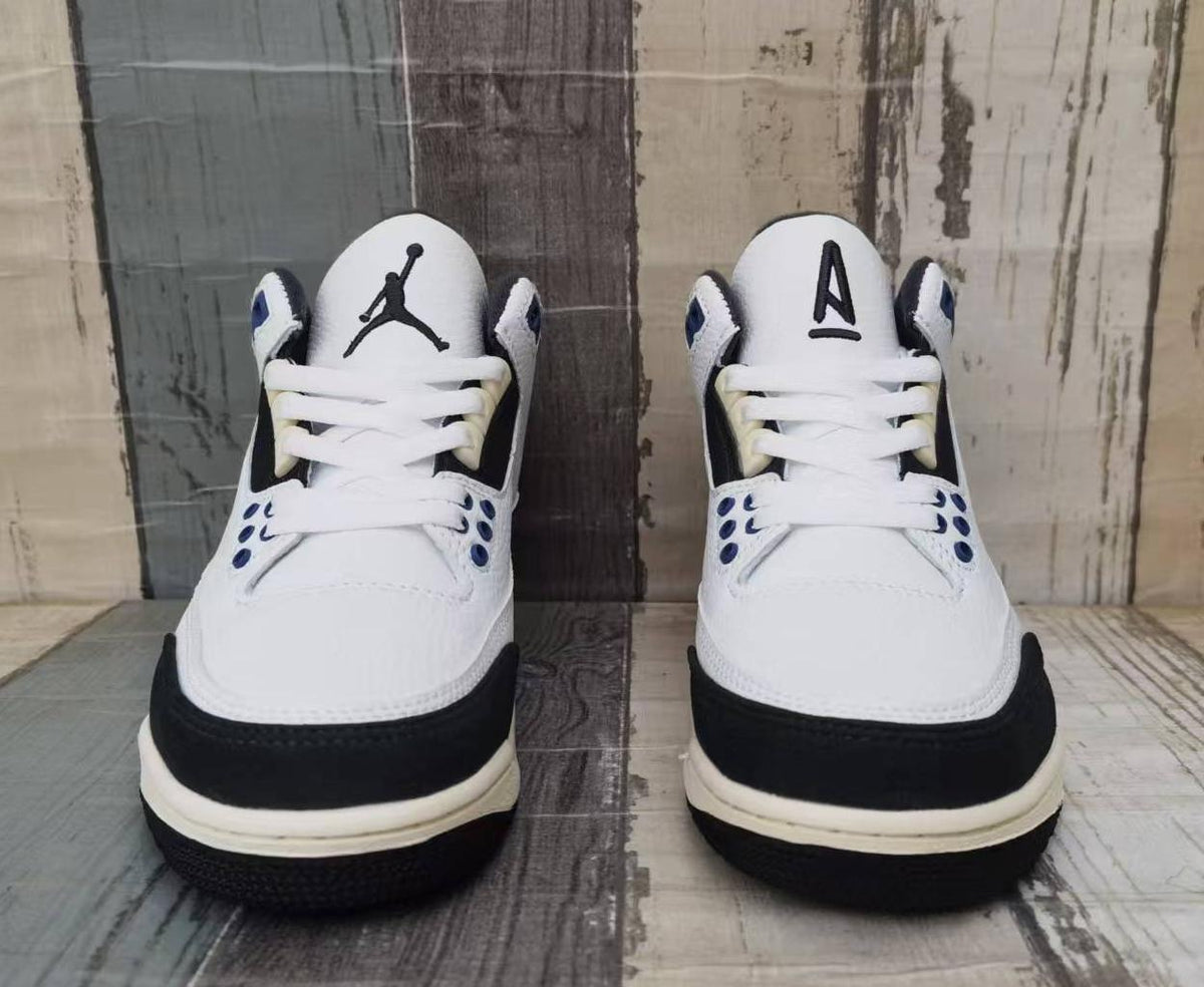Air Jordan 3 Retro White, Black & Blue Sneakers