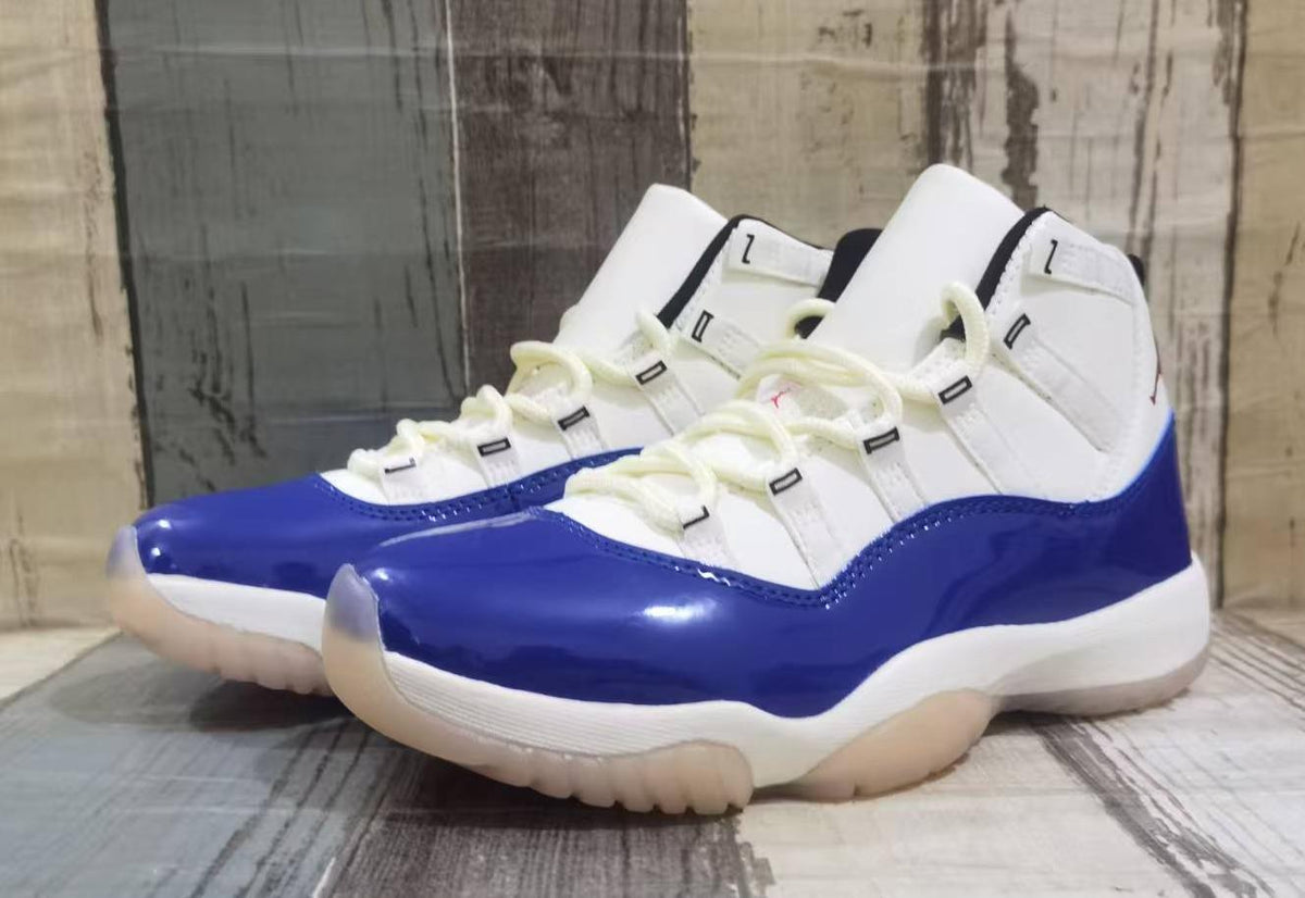 Air Jordan 11 Retro White & Royal Blue High-Top Sneakers