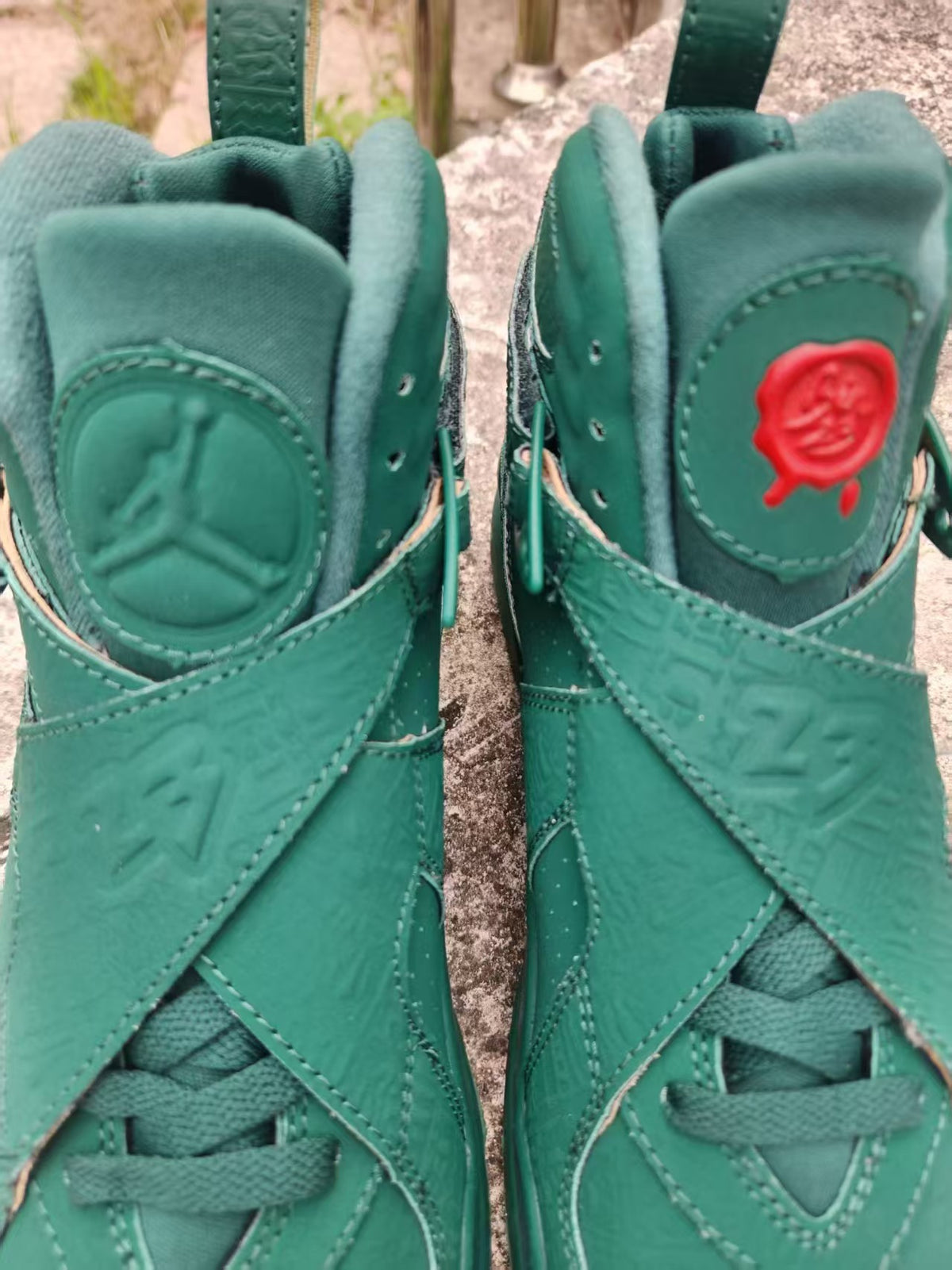 Air Jordan 8 Green High-Top Sneakers with Cross Straps