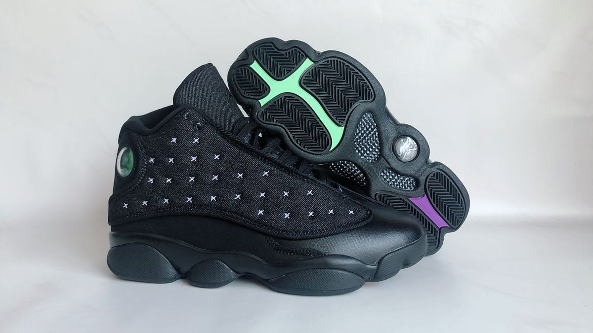 Air Jordan 13 Black Sneakers with Cross-Pattern Panels