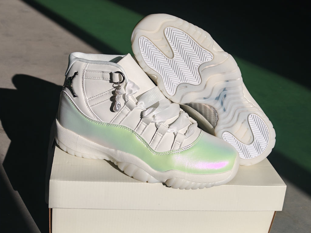 Air Jordan 11 Retro Sail & Pearl Grey High-Top Sneakers