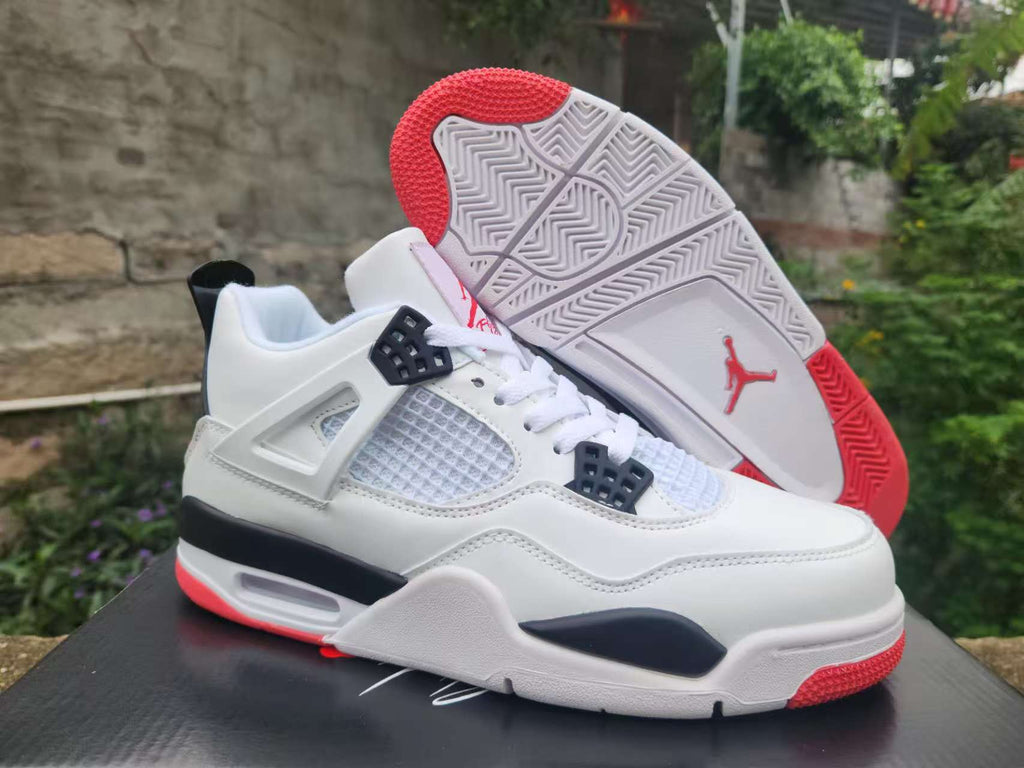 Air Jordan 4 Retro White, Black & Red Sneakers