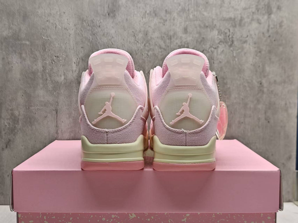 Air Jordan 4 Pink & Cream Lace-Up Sneakers