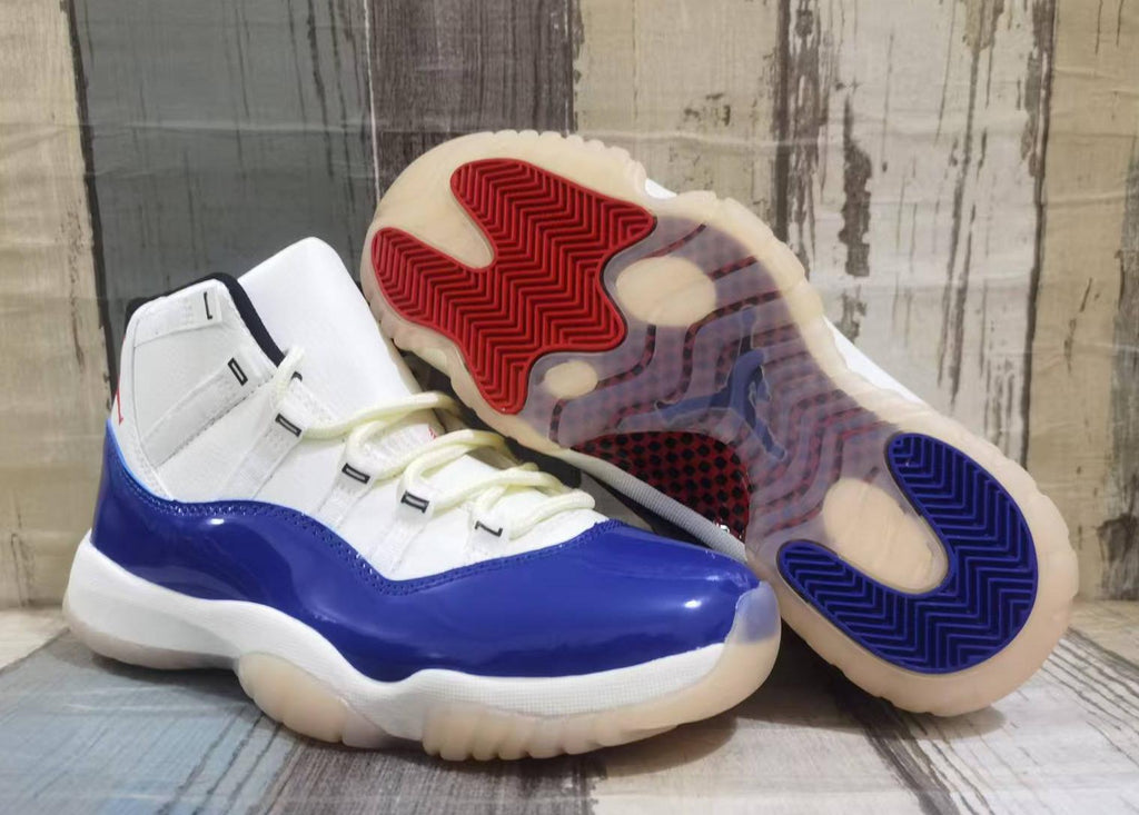 Air Jordan 11 Retro Sail & Deep Royal Blue High-Top Sneakers