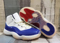 Air Jordan 11 Retro Sail & Deep Royal Blue High-Top Sneakers