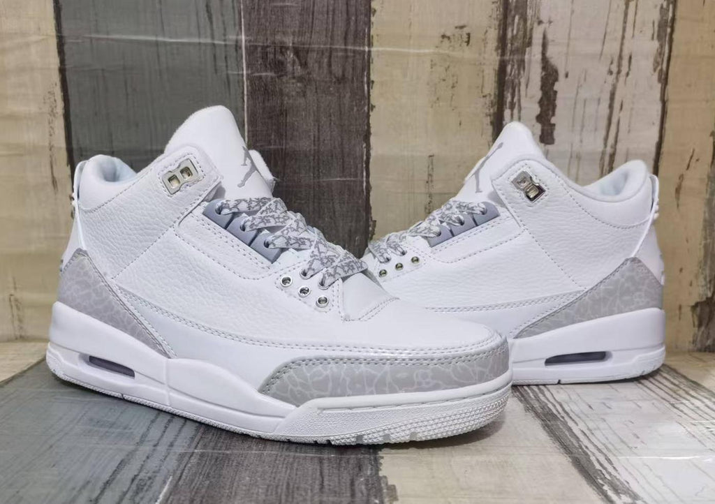Air Jordan 3 Retro White & Light Grey Sneakers