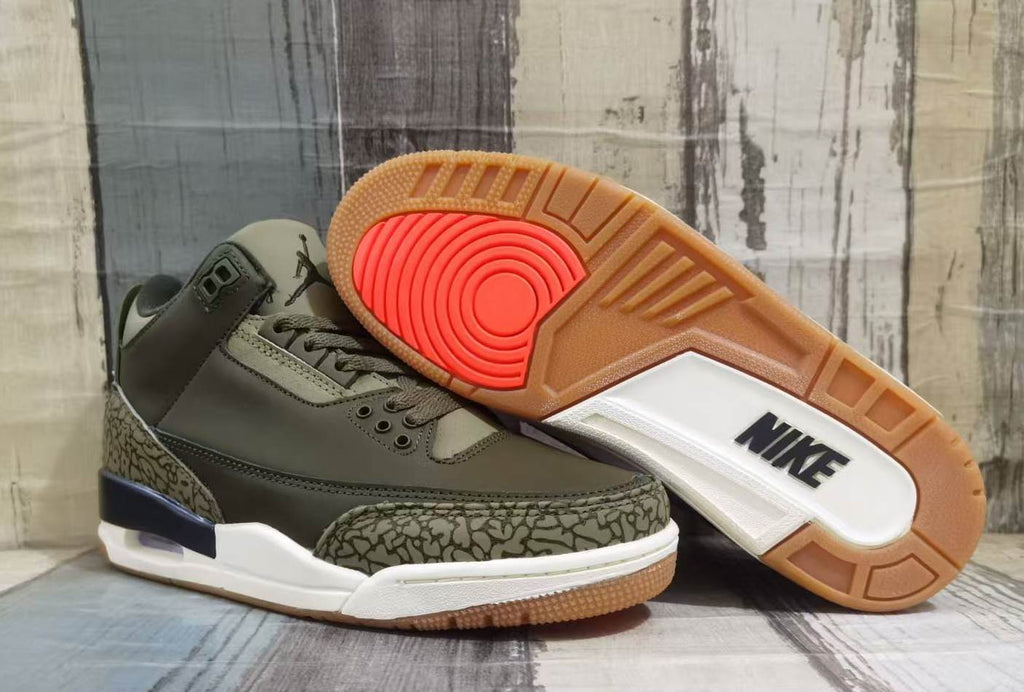 Air Jordan 3 Retro Medium Olive & Sail Sneakers