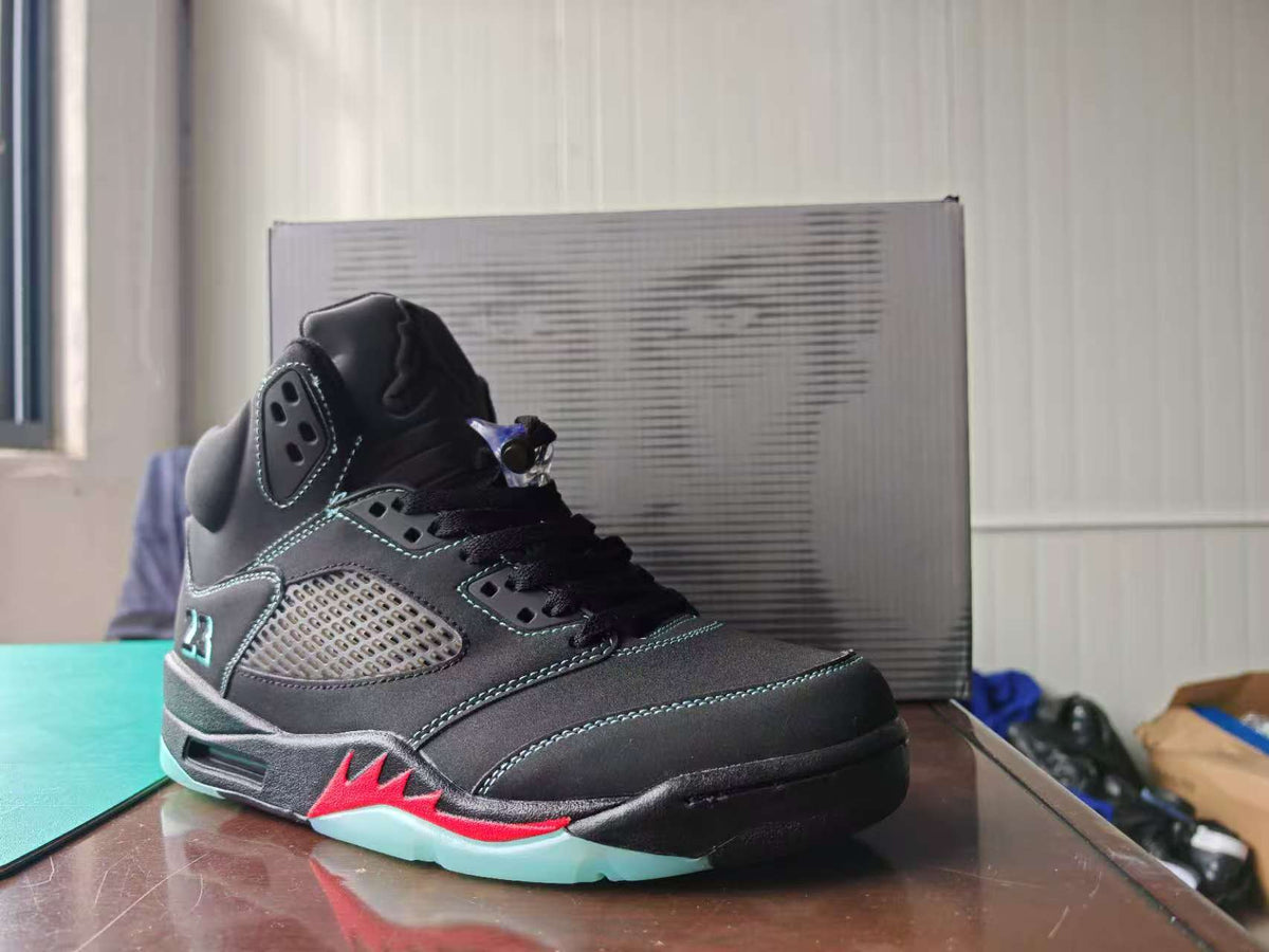 Air Jordan 5 Black, Mint & Red Sneakers