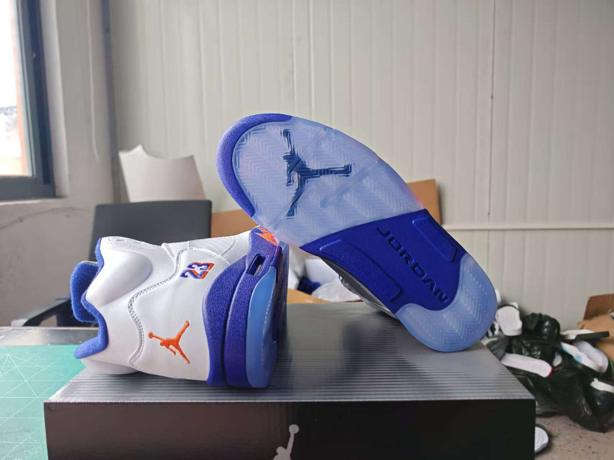 Air Jordan 5 White, Blue & Orange Sneakers