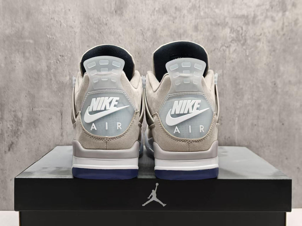 Air Jordan 4 Grey & Navy Lace-Up Sneakers